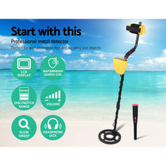 Metal Detector 180MM Deep Sensitive Water Resistant Pinpointer Treasure Hunter Yellow