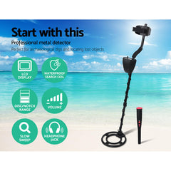Metal Detector 220MM Deep Sensitive Water Resistant Pinpointer Treasure Hunter