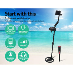 Metal Detector 160MM Deep Sensitive Water Resistant Pinpointer Treasure Hunter