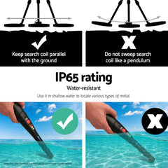Metal Detector 180MM Deep Sensitive Water Resistant Pinpointer Treasure Hunter Black