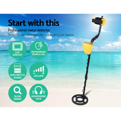 Metal Detector 180MM Deep Sensitive Water Resistant Treasure Hunter Gold Digger Yellow