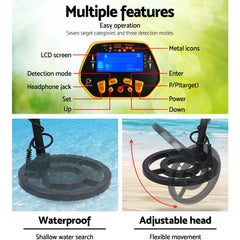 Metal Detector 180MM Deep Sensitive Water Resistant Treasure Hunter Gold Digger Yellow