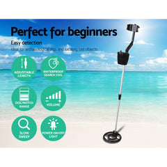 Metal Detector 180MM Deep Sensitive Water Resistant Treasure Hunter Gold Digger Black