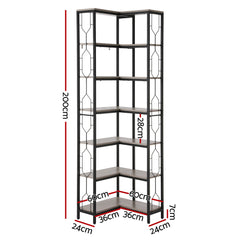 Artiss 6 Tiers Bookshelf Corner Shelf Bookcase Display Shelves Oak