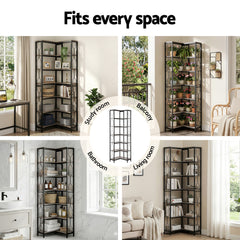 Artiss 6 Tiers Bookshelf Corner Shelf Bookcase Display Shelves Oak