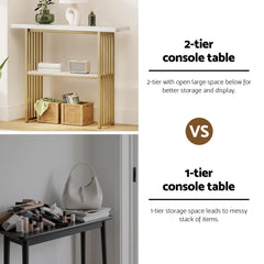 Artiss Console Table Marble Effect White&Gold
