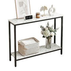 Artiss Console Table Entryway Hallway Display Desk Marble Effect White