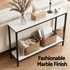 Artiss Console Table Entryway Hallway Display Desk Marble Effect White