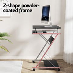 Artiss Computer Desk Mesh Office Chair Set Desks with Keyboard Shelf Try Black