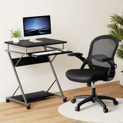 Artiss Computer Desk Mesh Office Chair Set Desks with Keyboard Shelf Try Black
