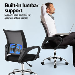 Artiss Computer Desk Mesh Office Chair Set Foldable Home Study Table Black