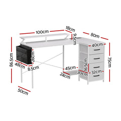 Artiss 140cm L Shaped Gaming Desk Computer Desk with LED Lights & Power Outlets