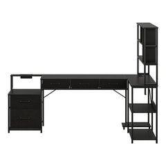 Artiss 200cm L Shaped Gaming Desk Computer Desk with LED Lights & Power Outlets