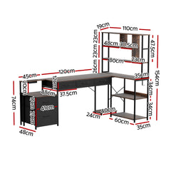 Artiss 200cm L Shaped Gaming Desk Computer Desk with LED Lights & Power Outlets