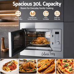 Devanti Built In Microwave Oven 30L Grill Air Fry Convection Silver