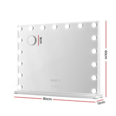 Embellir Makeup Mirror 80x60cm Hollywood Vanity with LED Light Tabletop White