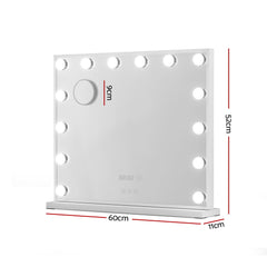 Embellir Makeup Mirror 60x52cm Hollywood Vanity with LED Light Tabletop White