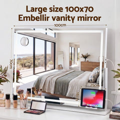 Embellir 100x70cm Makeup Mirror 360 degree Rotatable Vanity Mirror 10x magnifing
