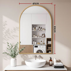 Embellir Arch Wall Mirror, Decorative Gold Frame Mirrors, 61x41cm Bathroom Vanity Mirror, Slim Frame for Living Room Entryway Bedroom Decor