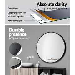 Embellir 2 Wall Mirror Makeup 50cm Home Decor Framed Mirrors Bathroom Round Black