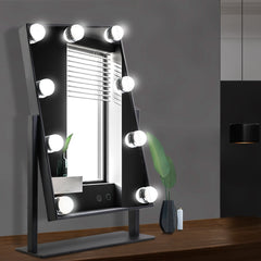 Embellir Makeup Mirror 30x48cm Hollywood Vanity with LED Light Rotation Tabletop