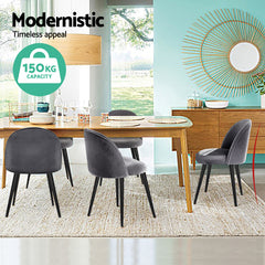 Artiss Dining Chairs Set of 4 Velvet Solid Curved Dark Grey