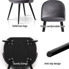 Artiss Dining Chairs Set of 4 Velvet Solid Curved Dark Grey