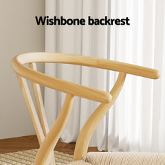 1 Set of 6 Artiss Dining Chairs Wooden Rattan Seat Wishbone Back