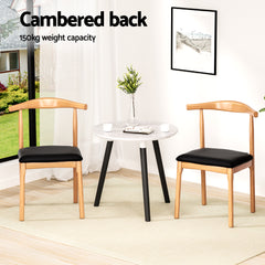 Artiss 4x Dining Chairs Rubber Wood Leather Seat Black
