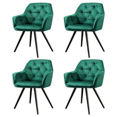 Artiss Dining Chairs Set of 4 Velvet Diamond Tufted Armchair Green