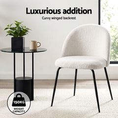 Artiss Dining Chairs Set of 6 Sherpa Boucle White