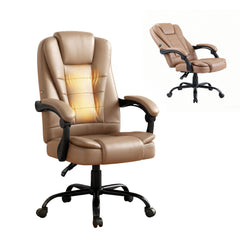 Artiss Massage Office Chair Executive Computer Gaming Chairs Brown PU Leather Espresso
