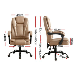 Artiss Massage Office Chair Executive Computer Gaming Chairs Brown PU Leather Espresso