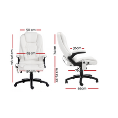 Artiss 8 Point Massage Office Chair Heated Seat Recliner PU White
