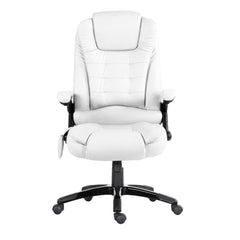 Artiss 8 Point Massage Office Chair Heated Seat Recliner PU White