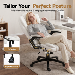 Artiss 8 Point Massage Office Chair Heated Seat Recliner PU White