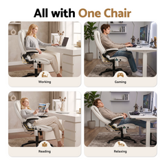 Artiss 8 Point Massage Office Chair Heated Seat Recliner PU White