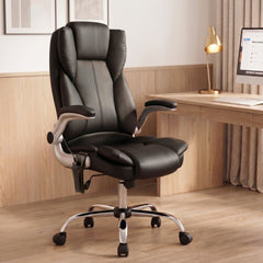 Artiss 8 Point Massage Office Chair PU Leather Black
