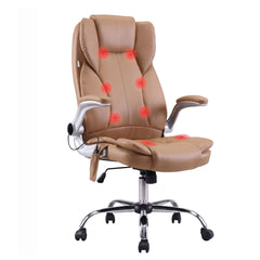 Artiss 8 Point Massage Office Chair PU Leather Brown