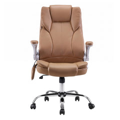 Artiss 8 Point Massage Office Chair PU Leather Brown