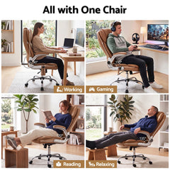 Artiss 8 Point Massage Office Chair PU Leather Brown