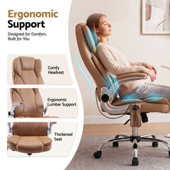 Artiss 8 Point Massage Office Chair PU Leather Brown