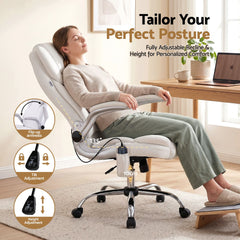 Artiss 8 Point Massage Office Chair PU Leather White