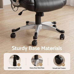 Artiss 8 Point Massage Office Chair Heated Seat PU Black