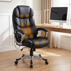 Artiss 8 Point Massage Office Chair Heated Seat PU Black