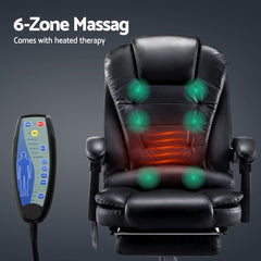 Artiss 8 Point Massage Office Chair PU Leather Footrest Black