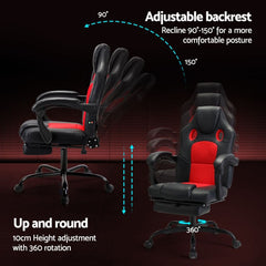 Artiss 2 Point Massage Gaming Office Chair PU Leather Red
