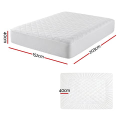 Giselle Waterproof Mattress Protector 100% Cotton Quilted Fitted Cover Queen
