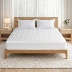 Giselle Waterproof Mattress Protector 100% Cotton Quilted Fitted Cover Queen