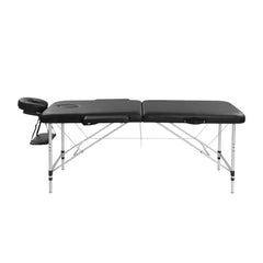 Zenses Massage Table 70cm Portable 2 Fold Aluminium Beauty Bed Black